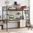 thumbnail image 2 of Costway Twin Size Metal Loft Bed Single Loft Bunk Bed with Full-Length Guardrail, 2 of 10