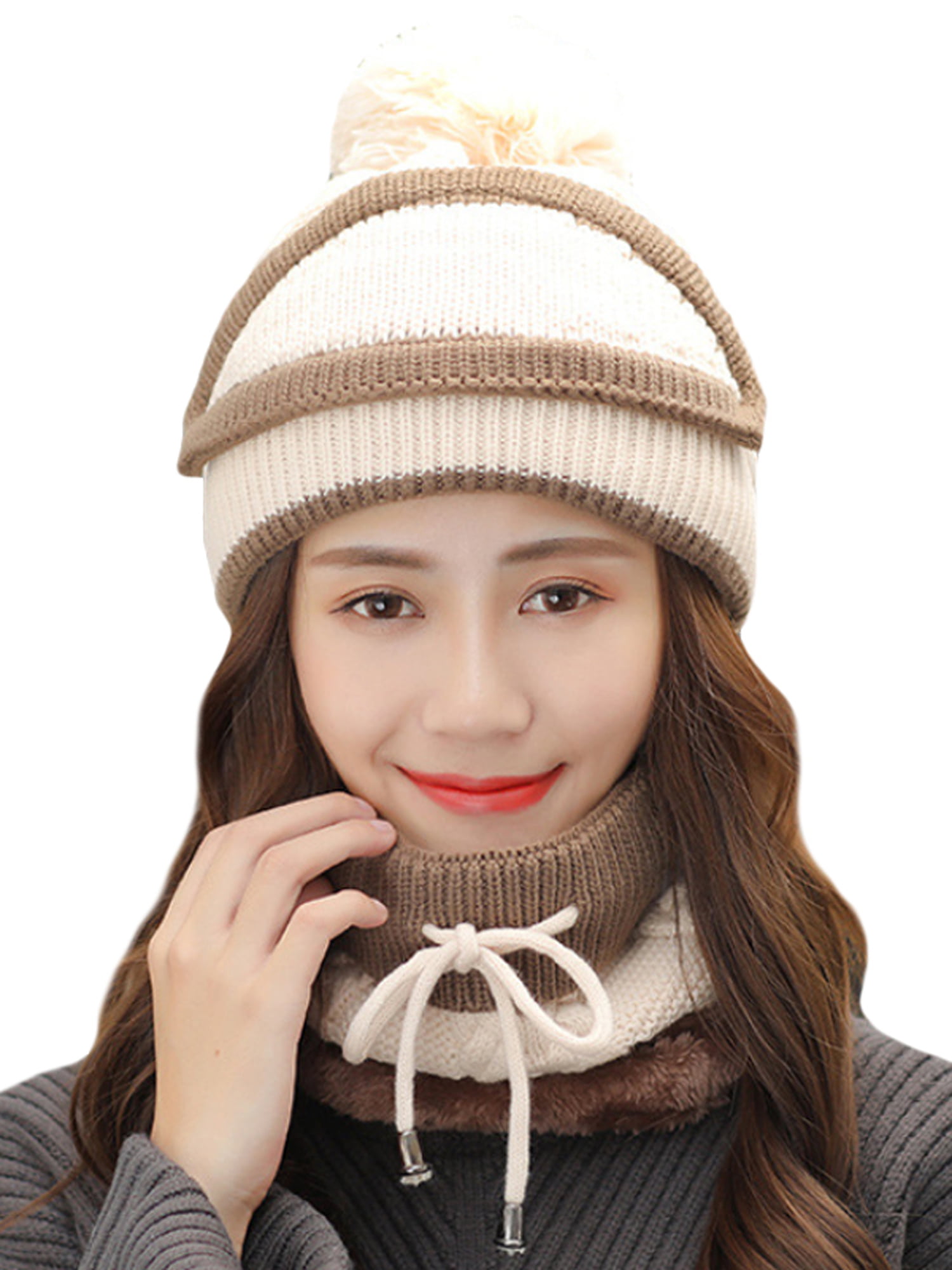 Winter Woman Hat Cape For Autumn Soft Warm Cap Knitted Gift Head Wind Cover Pom 