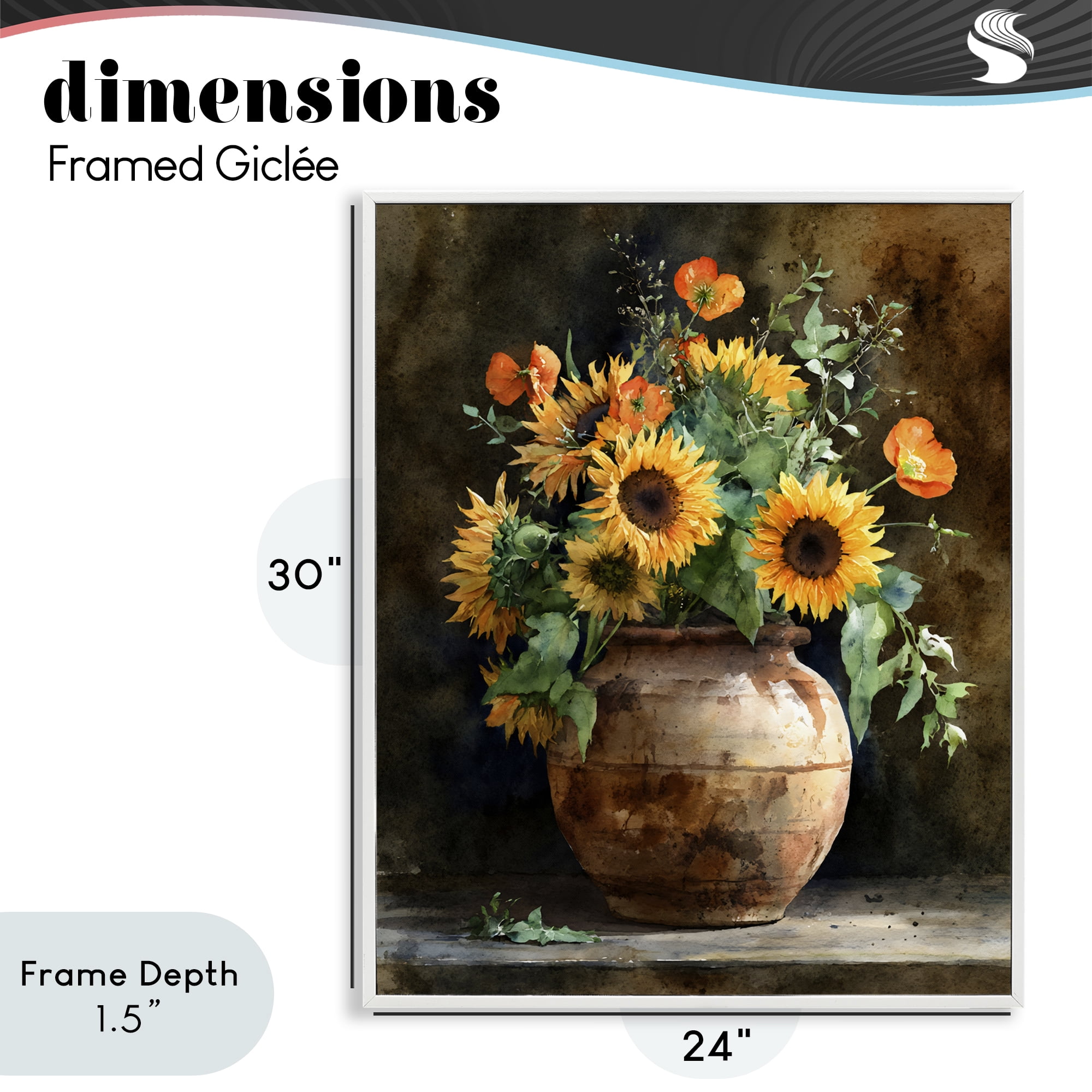 Stupell Industries Rustic Sunflower Display White Framed Giclee Art, design by Franklyn Gregory