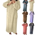 thumbnail image 5 of Women's Flannel Nightgown Fuzzy Cozy Plush Warm 2024 Winter Pullover Loungewear Comfy Sleepdress with 2 Pocket, 5 of 6