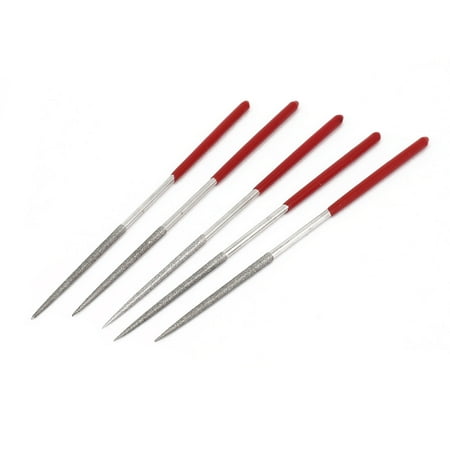 3mm x 140mm Rubber Handle Diamond Coated Needle Files Tool 5 Pcs ...