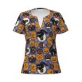 thumbnail image 2 of Uemuo Spooky Cats And Halloween Pumpkins Drawing Women's Deep V-Neck Low Cut Tops - Casual Loose Fit with Stainless Steel Loop, Soft, Breathable, Perfect for Office, Travel, and Daily Wear-Small, 2 of 5