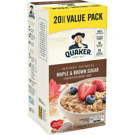 Quaker Instant Oatmeal, Maple & Brown Sugar Value Pack, 20 (Best Pot For Oatmeal)