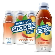 Snapple Zero Sugar Peach, Bottled Tea Drink, 16 fl oz, 12 Bottles
