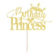 thumbnail image 1 of Cake topper de cumpleaños Princesa dorado con glitter 17 x 20 cm, 1 of 8