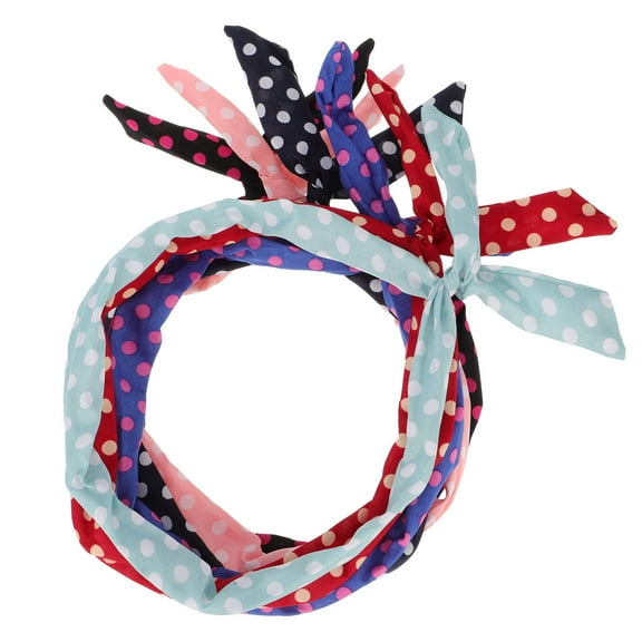 Topbathy Assorted Color Bow Headbands for Women's Made of Premium Cloth with Dot Print Decoration Set of 6
