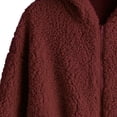 thumbnail image 4 of ZAFUL Hooded Zip Faux Shearling Fluffy Jacket Red Wine S, 4 of 5