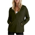 thumbnail image 2 of Otntypg Hoodies for Women Soft Fleece Half Zip Up Hoodie Long Sleeve Loose Fit Casual Pullover Oversized Sweatshirt Hooded Outwear Coat Tops with Pockets Green S, 2 of 9