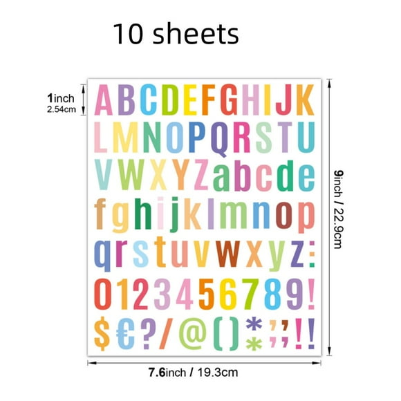 10 hojas de pegatinas de letras, kit de pegatinas de vinilo adhesivo con letras, números y símbolos, pegatinas de números, pegatinas de letras adhesivas para decoración, manualidades, álbumes de