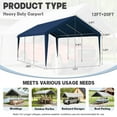 thumbnail image 2 of Kimunuk Canopy Replacement Cover, 12' x 20' Outdoor Portable Carport Replacement Canopy with Ball Bungees for Car Garage Shelter Tent Party Tent, Blue ,Frame is Not Included, 2 of 6