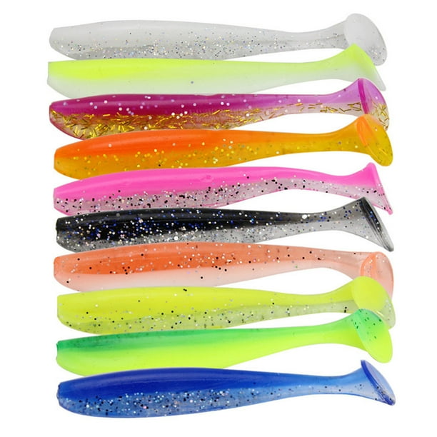 30Pcs/Box Soft Silicone Lure Rubber Worm Grubs T Tail Artificial Bait Suit  For Fishing Baits Shad Wobblers salt hook 