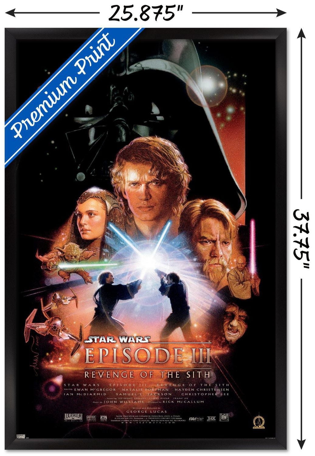 24X36 Star Wars: Revenge of the Sith - One Sheet Wall Poster, 24" x 36" Framed