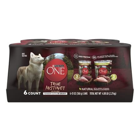 Purina ONE True Instinct Natural Wet Dog Food, High Protein Soft Variety Pack, 13 oz Cans (6 Pack)