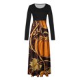thumbnail image 4 of Qiopertar Vente de Liquidation Robe à Manches Longues Imprimée à Fermeture Éclair Col Rond Jupe Longue Offres de la Semaine Moins de 5$, 4 of 5