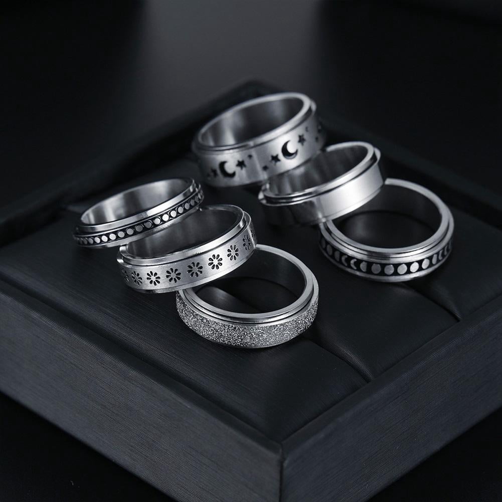 Anti-anxiety Spinner Fidget Rotating Rings Men Women NICE Steel Titanium AU F8H2