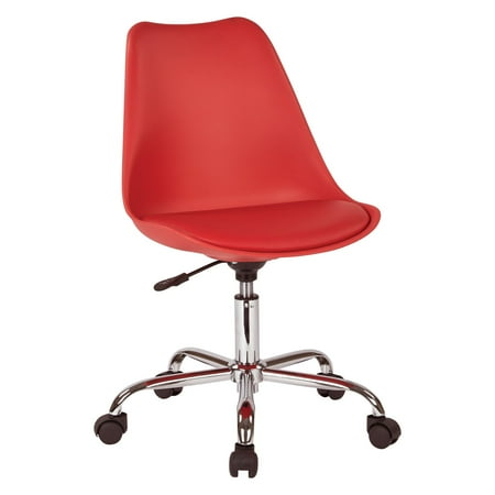 UPC: 0090234297758 | OSP Home Furnishings Emerson Office Chair with Pneumatic Chrome Base in Red Finish