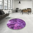 thumbnail image 4 of Ahgly Company Machine Washable Indoor Round Transitional Dark Magenta Purple Area Rugs, 4' Round, 4 of 7