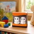 thumbnail image 4 of Homellea Cute Halloween Ghost Figurine, White Resin Mini Ghost Statue with Pink Horn Accent for Tabletop, Shelf, Mantel, Desk, Office, Bedroom, Party and Spooky Home Decor, 4 of 5