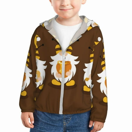 

Gaeub Gnomes With Honey Print Athletic Sun Protection Hoodie for Kids Long Sleeve Outdoor UV Shirt Running Fishing Top for Boys Girls-18 Months