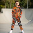thumbnail image 5 of Uorisanigo 2-Piece Jogger Set – Lightweight Camo Forest Orange Pullover Sweatshirt and Sweatpants Outfit, Stylish Fall Winter Warm Cothes Kids Oversized Hoodie & Pant Sets, 5 of 7