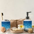 thumbnail image 5 of Ambesonne Blue Soap Dispenser & Toothbrush Holder Set, Mosaic Triangle Graphic, 2 Pcs, Pale Blue, 5 of 5