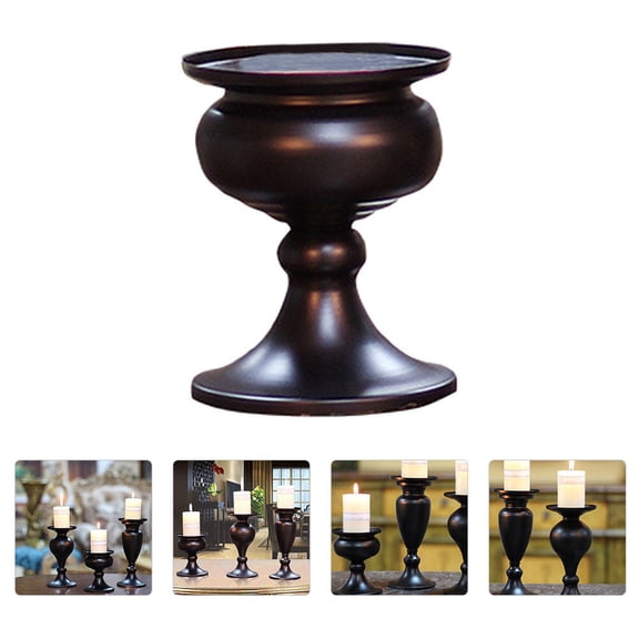 Phenofice Retro Black Candlestick Holder Decorative Candle Pedestal for Home Decor and Housewarming 1 Piece