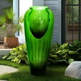 thumbnail image 5 of 30.7inches High Concrete Modern Water Fountain, Indoor/Outdoor Jar Water Fountain w/LED Lights Cascading Waterfall Features for Home Garden Backyard Decor, Green, 5 of 11