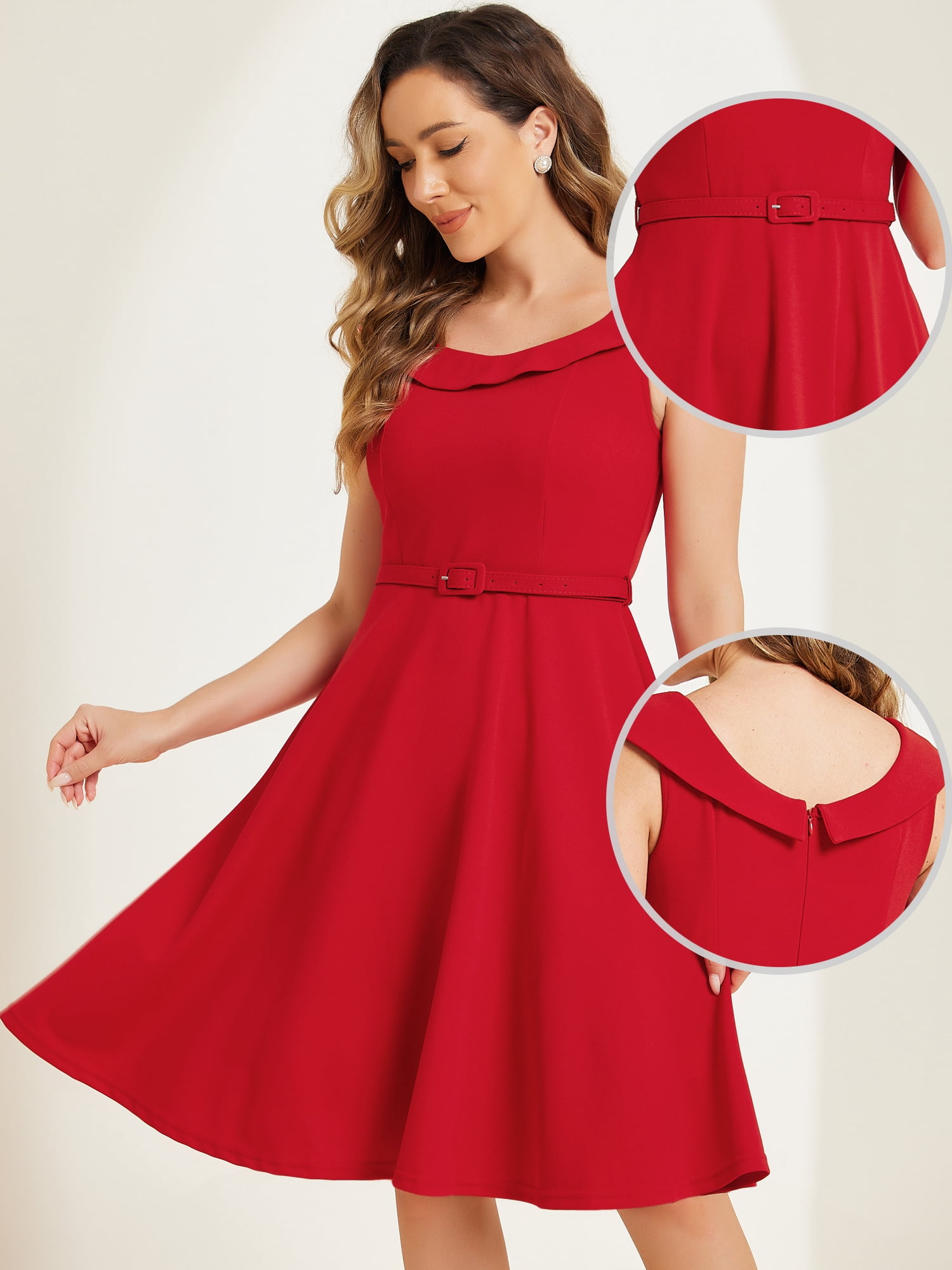 DARING DIVA Women's Vintage Cocktail Party Swing Dresses XS Red