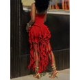 thumbnail image 2 of Red Women Halter Neck Ruffled Bodycon Midi Dress With High Slit For Party Cocktail Evening, 2 of 8