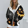 thumbnail image 4 of Halloween Hoodies for Women 2025 Halloween Pumpkin Skull Graphic Zip Up Hoodie Sweatshirt with Pockets Pullover Tops, 4 of 6
