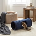 thumbnail image 6 of Collapsible Suede Cat Tunnel Toy with Crinkle Sound, 19.7 Inch 2-Way Foldable Indoor Pet Play Tube for Kittens, Navy Blue, 6 of 7