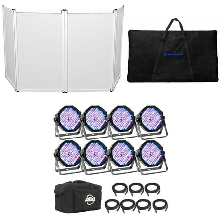 American DJ MEGA FLAT PAK PLUS 8x Mega Par Profile+6' Ft DMX Cables+Bag+Facade