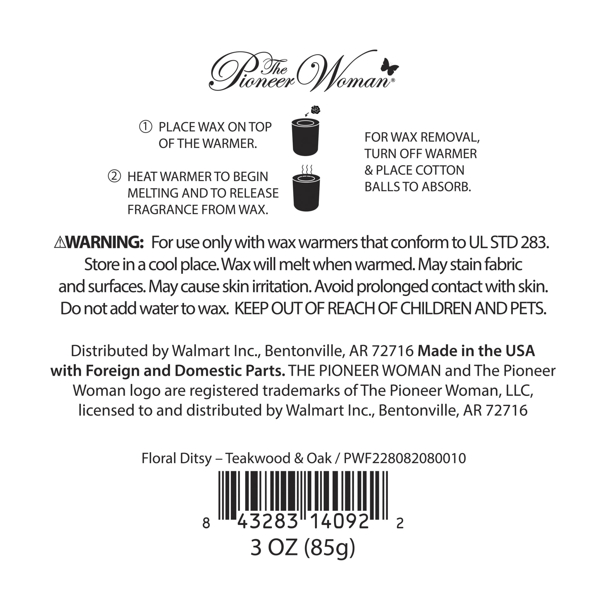 The Pioneer Woman Figural Wax Melts, Teakwood & Oak, 10 Count