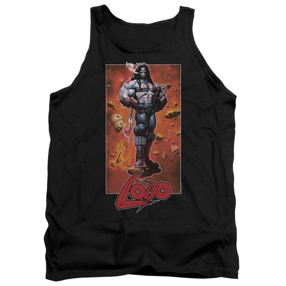JLA Justice League Lobo Pose Adult Tank Top Black
