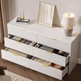 thumbnail image 3 of FURNIWAY 6 Drawer Dresser for Bedroom, 55" Wide Modern Chest of Drawers with Gold Metal Handles, Fluted Wood Clothes Storage Organizer & Cabinet for Living Room, Hallway (White), 3 of 8