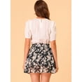thumbnail image 3 of Unique Bargains Jupe Mini en Chiffon à Imprimé Floral pour Femmes Noir m, 3 of 5