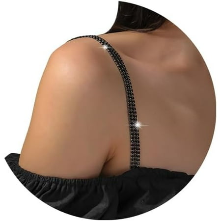 QIUYIDP 2Pcs Rhinestone Shoulder Strap Chain Bridal Wedding Rhinestone Lingerie Strap Shoulder Chain Sexy Crystal Underwear Chain for Women Dress