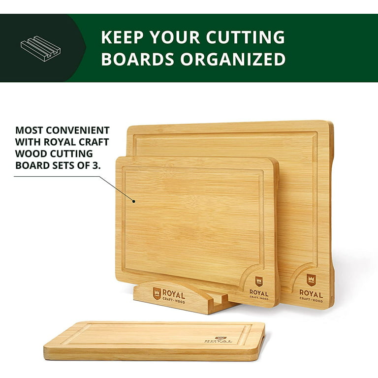 Royal Craft Wood Cutting Board Organizer - Cutting Board Stand and Holder for Countertop Space Optimization, Cutting Board Rack That Holds Up to 3