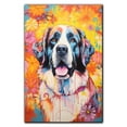 thumbnail image 3 of Thuan Saint Bernard Dog Flower Art Print Canvas, Wall art Painting Decor, Puppy Pop Art Home Decor Artwork For Bedroom Living Room Bathroom Decor, Puppies Colorful Photo, 3 of 6