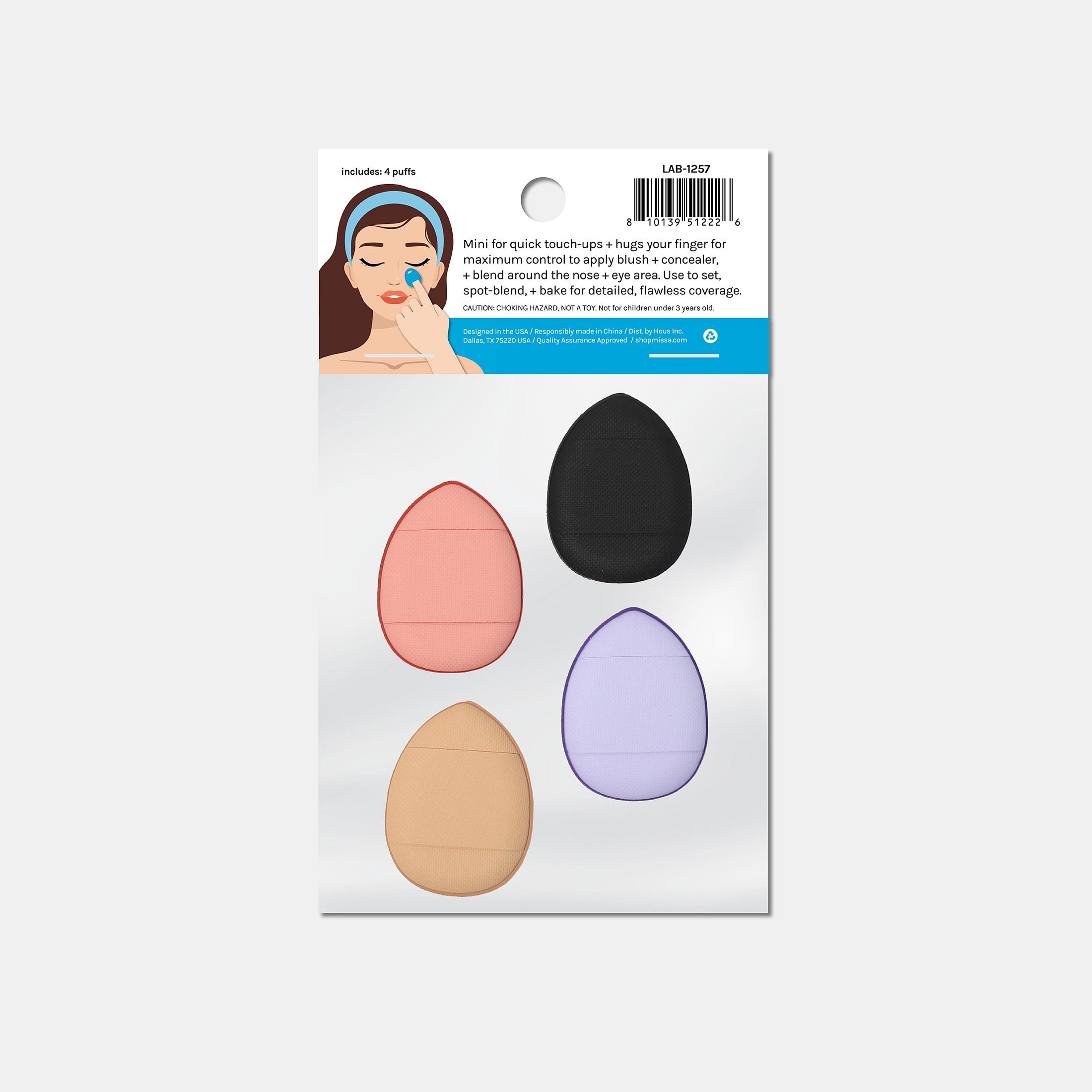 a2o Lab Mini Finger Makeup Puffs, Makeup Sponge, 6 Count