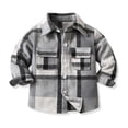 thumbnail image 1 of Birdeem Toddler Flannel Shacket, Plaid Long Sleeve Lapel Jacket Kids Fall Top, 1 of 8