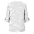 thumbnail image 6 of Ayolanni V-Neck T Shirts for Women Printed Casual Holiday 3/4 Sleeve Blouse Oversized Button Down Flutter Shirts 2026 Summer Tops Multicolor L, 6 of 6