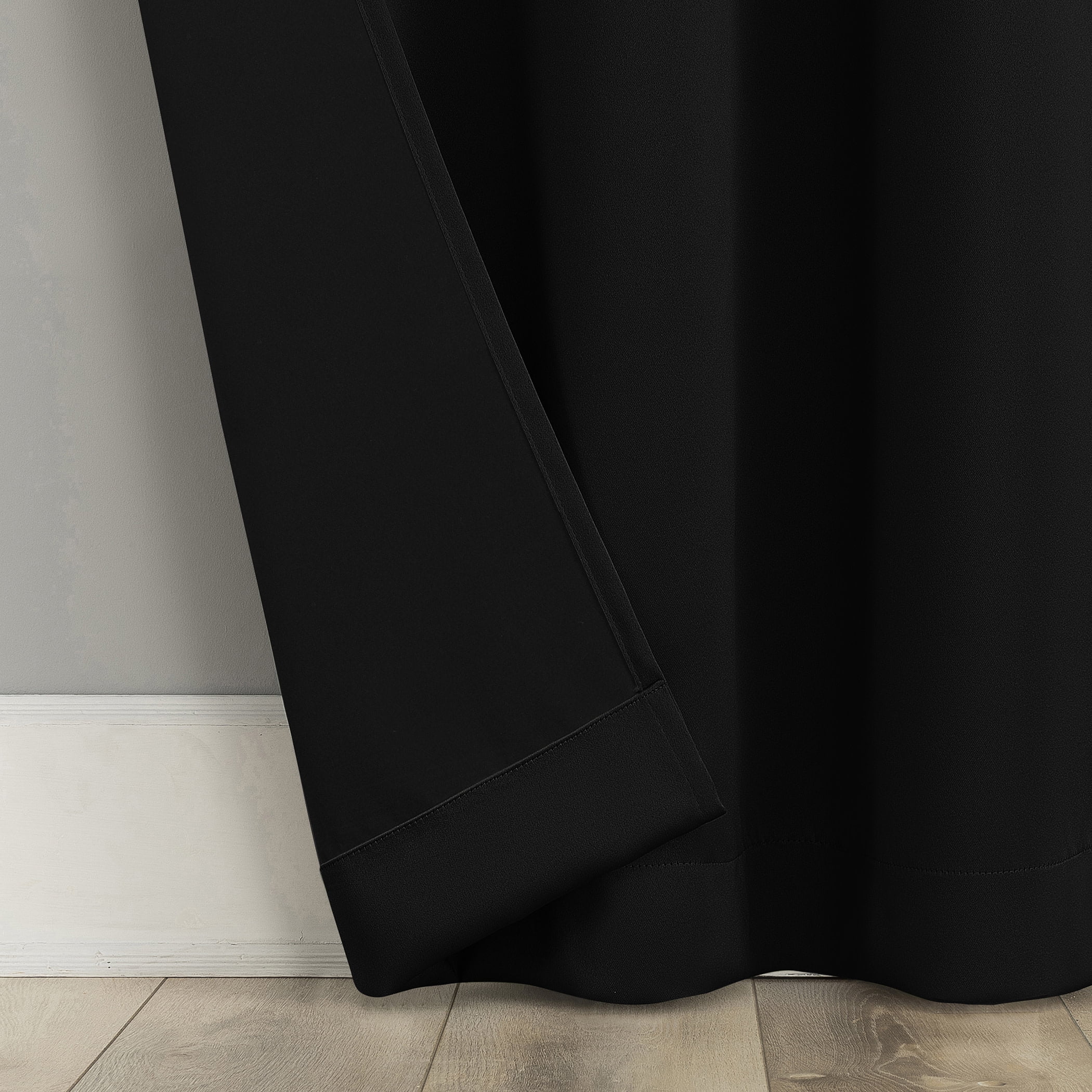 Sun Zero Graham 2-pack Magnetic Closure 100% Blackout Grommet Curtain Panel Pair, 40"W x 108"L, Black