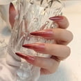 thumbnail image 6 of Silver Shimmer Fake Nails Wearable Long Gradient Fake Nail for Women and Girls Perfect Gift  Glue Models XZ230, 6 of 8