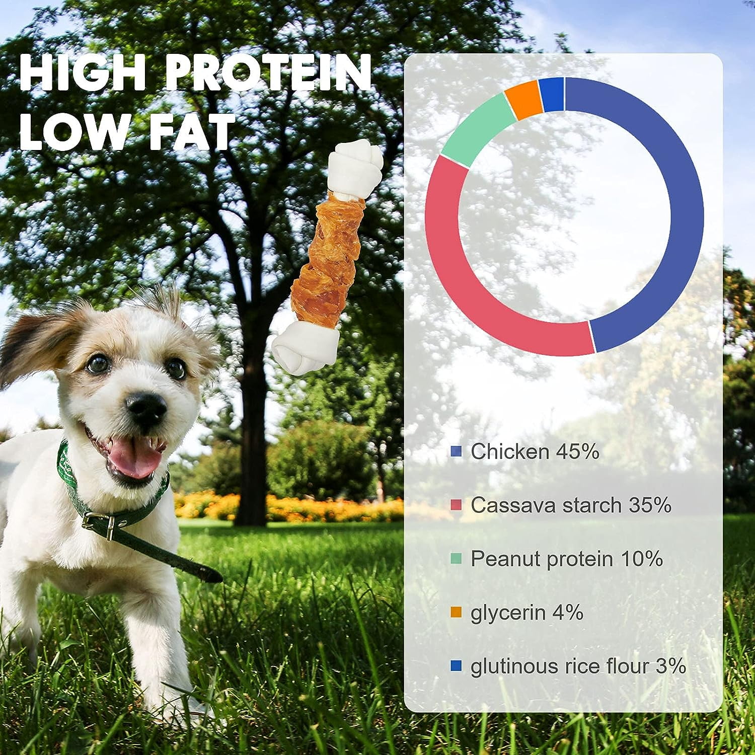 (2 pack) Jungle Calling Rawhide Free Chicken Wrapped Chew Dog Bones for Medium Large Dogs Training Treats