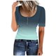 thumbnail image 1 of Blusas de Manga Corta para las Mujeres Cuello Redondo Botón Arriba Camiseta Suelta, Top de Algodón de Imitación Casual para Diario, 1 of 3