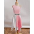 thumbnail image 5 of YONGHS Kids Girls One Shoulder Color Block Praise Dance Dress Tunic Worship Lyrical Liturgical Robe Dress Light Pink 14, 5 of 7