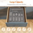 thumbnail image 3 of shiyou-Silverware Organizer with Lid, Covered Utensil Tray for Kitchen Drawer and Countertop, Plastic Cutlery and Flatware Storage Box for Spoons Forks Knives Holder Case, 7 Compartments, Gray, 3 of 4