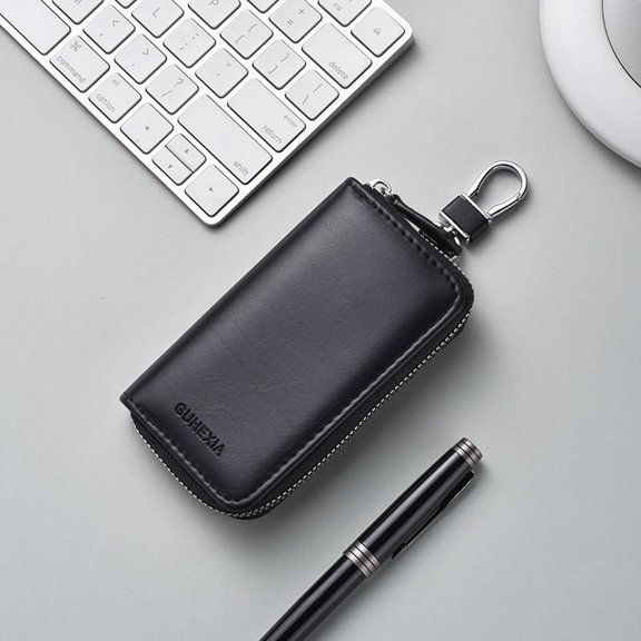 SUGUANGHUI Advanced Key Bag Men's Large Capacity Multifunctional Waist Hanging Leather Key Bag Women's Simple and Practical Car Key Bag Card Bag