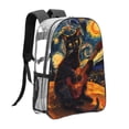 thumbnail image 3 of Sikiie Starry Night Cat Guitarist Clear Backpack, Transparent Bookbag for School for Women Men, Capacity Clear Bag for College, Travel, 3 of 7